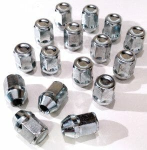 set of 16 M12x1.25, 19mm Hex, taper alloy wheel nuts
