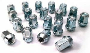 Set of 20 19mm hex, taper seat, M14x2 alloy wheel nuts