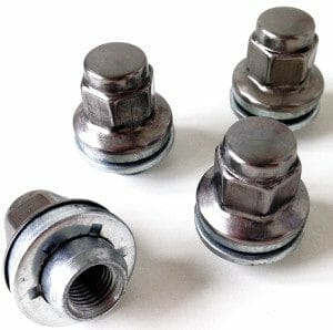 set of 4 19mm, flat, M12x1.5 alloy wheel nuts