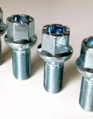 Set of 4 M14x1.5, radius, 27mm thread , 17mm hex alloy wheel bolts