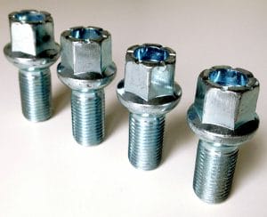 Set of 4 M14x1.5, radius, 27mm thread , 17mm hex alloy wheel bolts