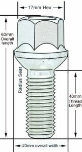 S17A40 alloy wheel bolts specs