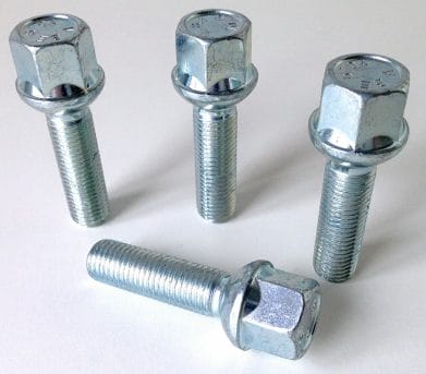 Set of 4 17mm Hex, Radius, M12x1.5, 40mm Thread alloy wheel bolts