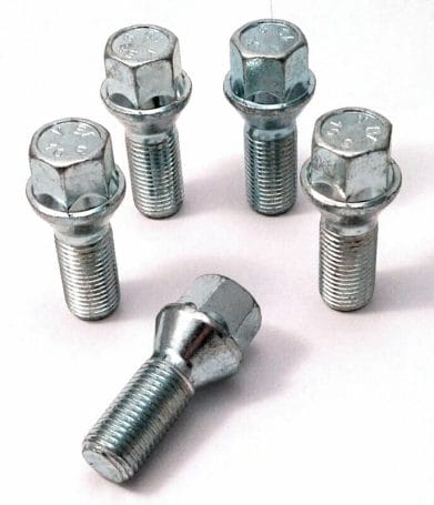 set of 5 alloy wheel bolts M14x1.5, 17mm hex, 28mm thread, taper