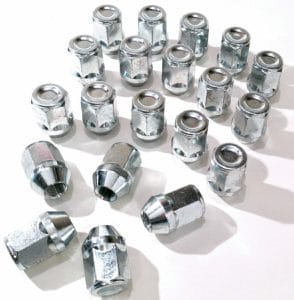 set of 20 21mm Hex, Taper, M12x1.25 alloy wheel nuts