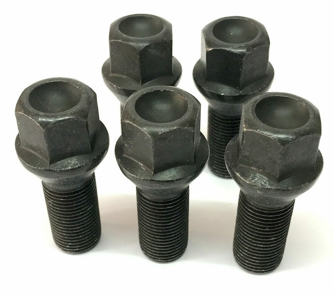 BMW alloy wheel bolts Black. M14 x 1.25 27mm thread 17mm Hex